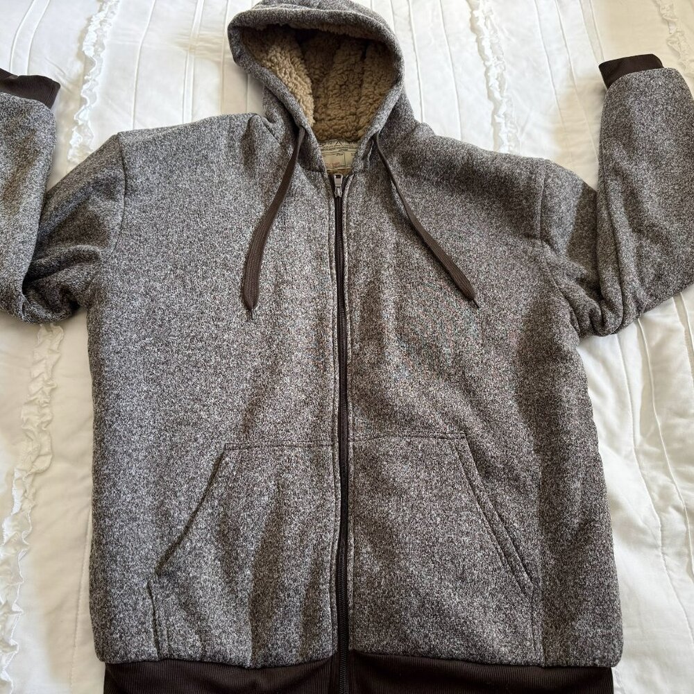 Seven Apparel Mens Large Brown Zip Up Lined Hoodie